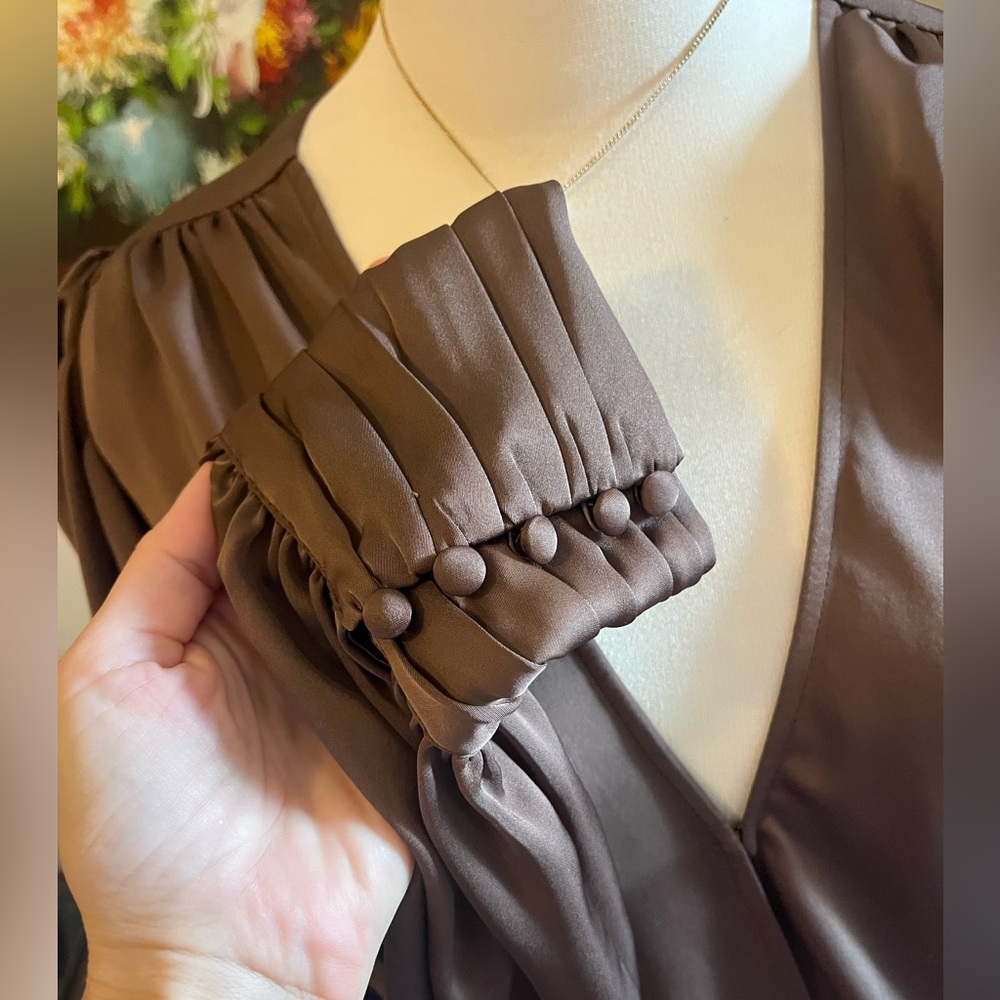 Ramy Brook Chocolate Pauline Puff Sleeve Blouse ::: current retail $375 - Picture 6 of 16